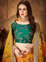 Yellow And Green Organza Lehenga Choli